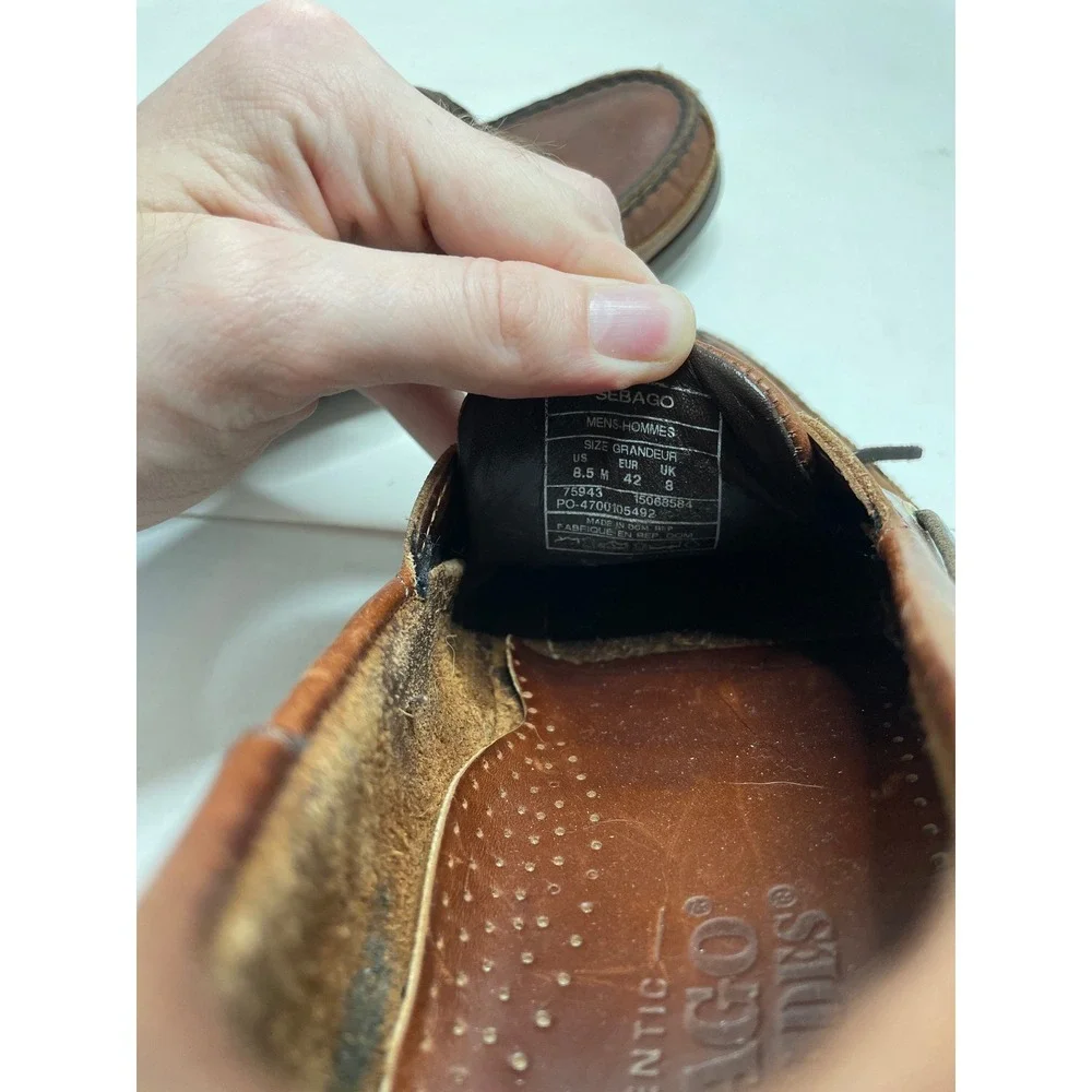 Sebago Mens Boat Shoes 8.5 Brown Docksides Leather Classic Loafers
